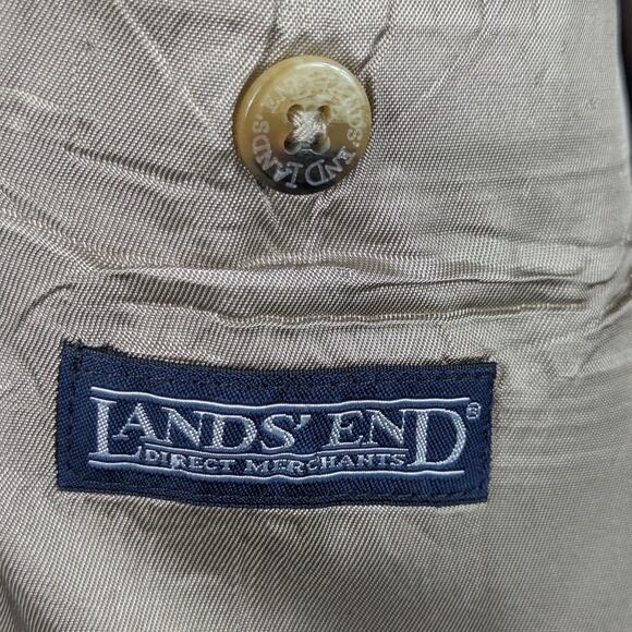 Lands End 44L Beige Linen Cotton Sport Coat Mens Made in USA 3 Button Blazer - Picture 4 of 9